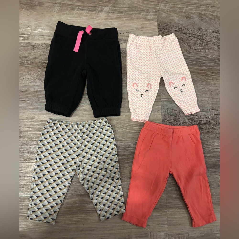 Bundled (4pcs)- Charming Kids Leggings Set - Black, Pink, Coral, and Geometric